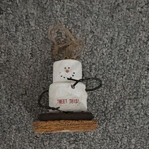 Festive Snowman Ornament - White and Brown